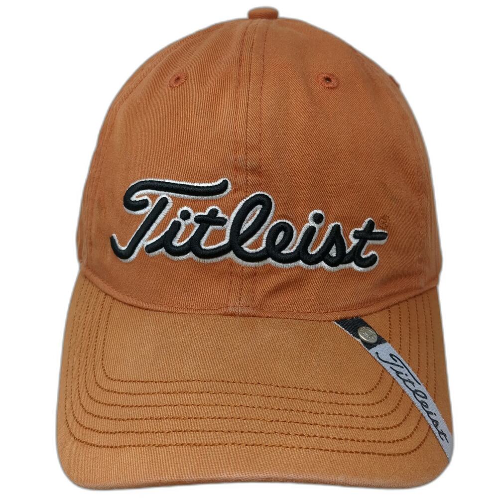 Titleist Baseball Cap Orange One Size Strapback Cotton Embroidered Logo Hat